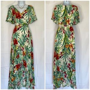 Tropical Print Hi Low Dress